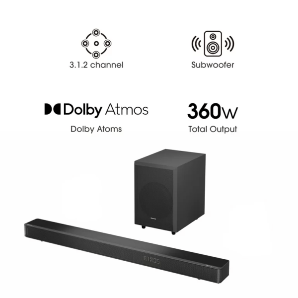 Hisense Soundbar 360W 3.1.2 Channel Soundbar AX3120