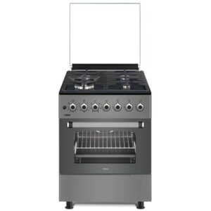 MIKA Standing Cooker, 60cm x 60cm, 4 Gas Pool Jet Burners (1 Wok), FLAME FAILURE SAFETY, Auto Ignition, 6 Function Electric Oven (Convection Fan), Rotisserie, Dove Grey MST62F4GWE6DG