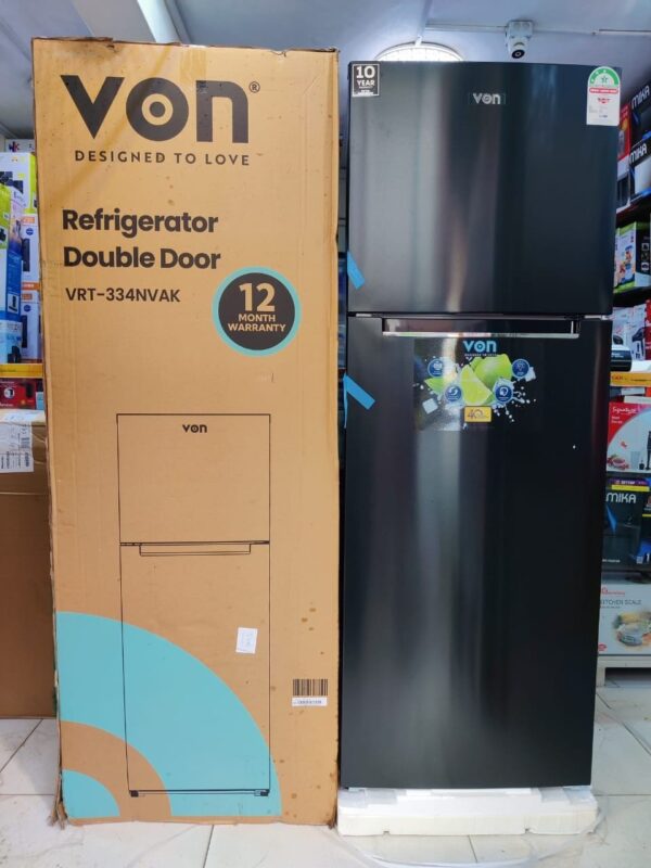 Von VRT-334NVAK Double Door Inverter Fridge 334L - Dark Inox - Image 2